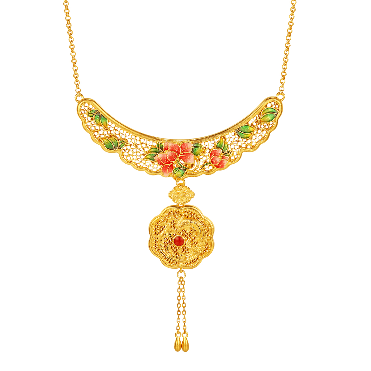 古法金凤凰于飞鎏彩套链