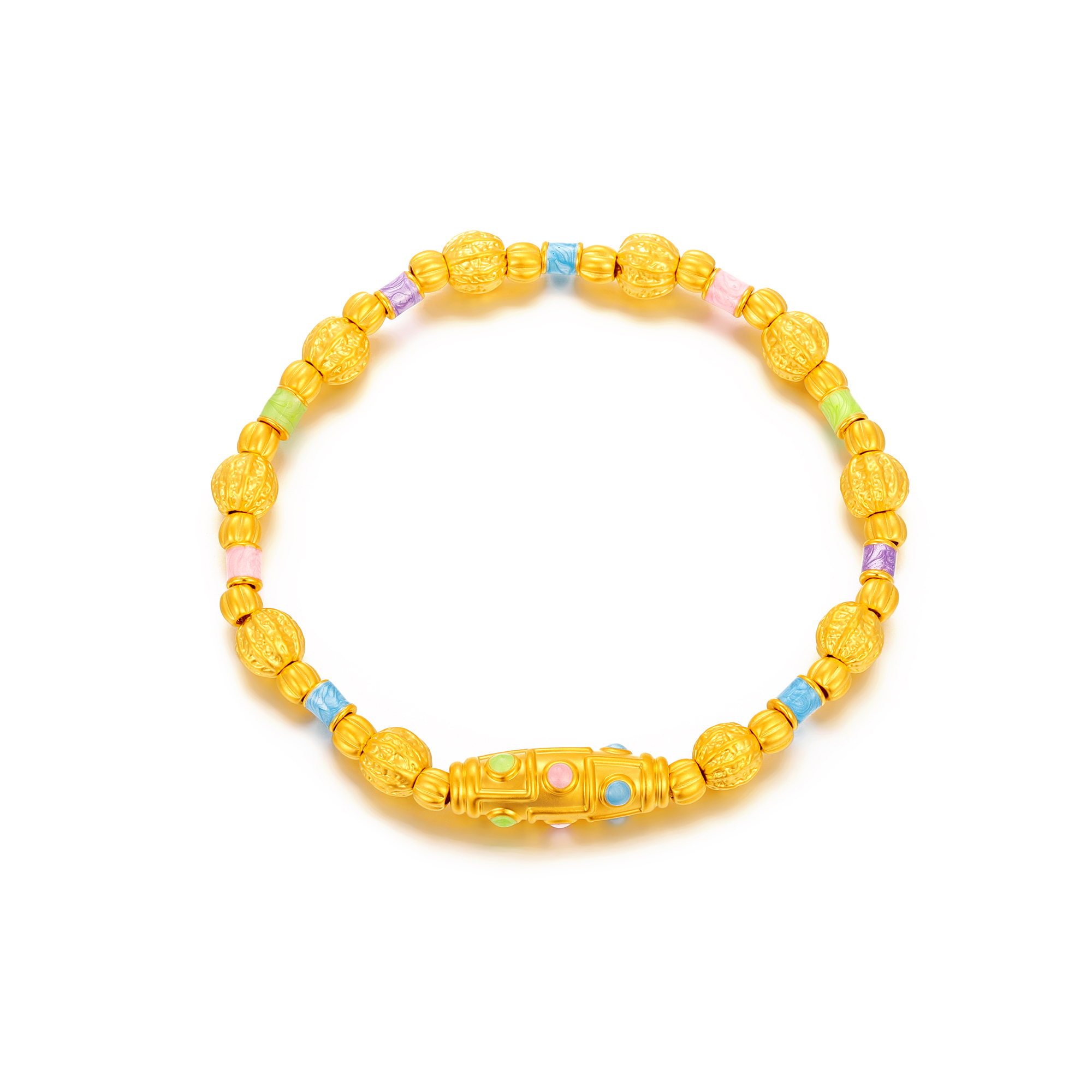 5D无氰硬金缤纷色彩九眼天珠核桃珠鎏彩手串