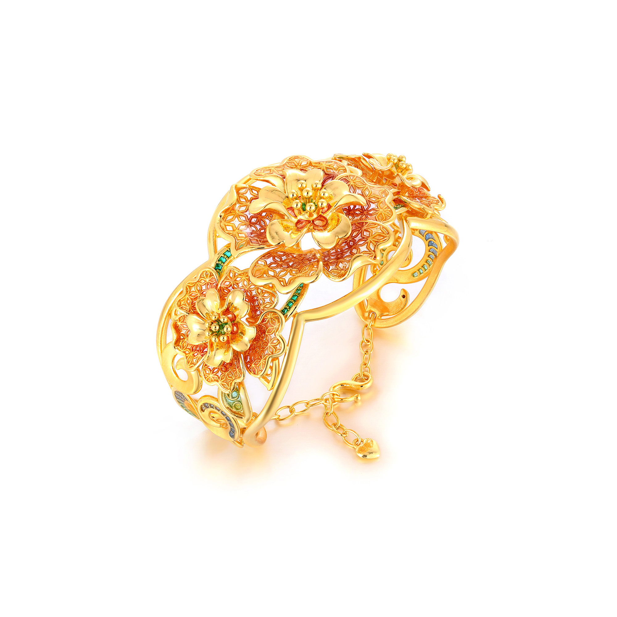 无氰硬金杜鹃花手镯