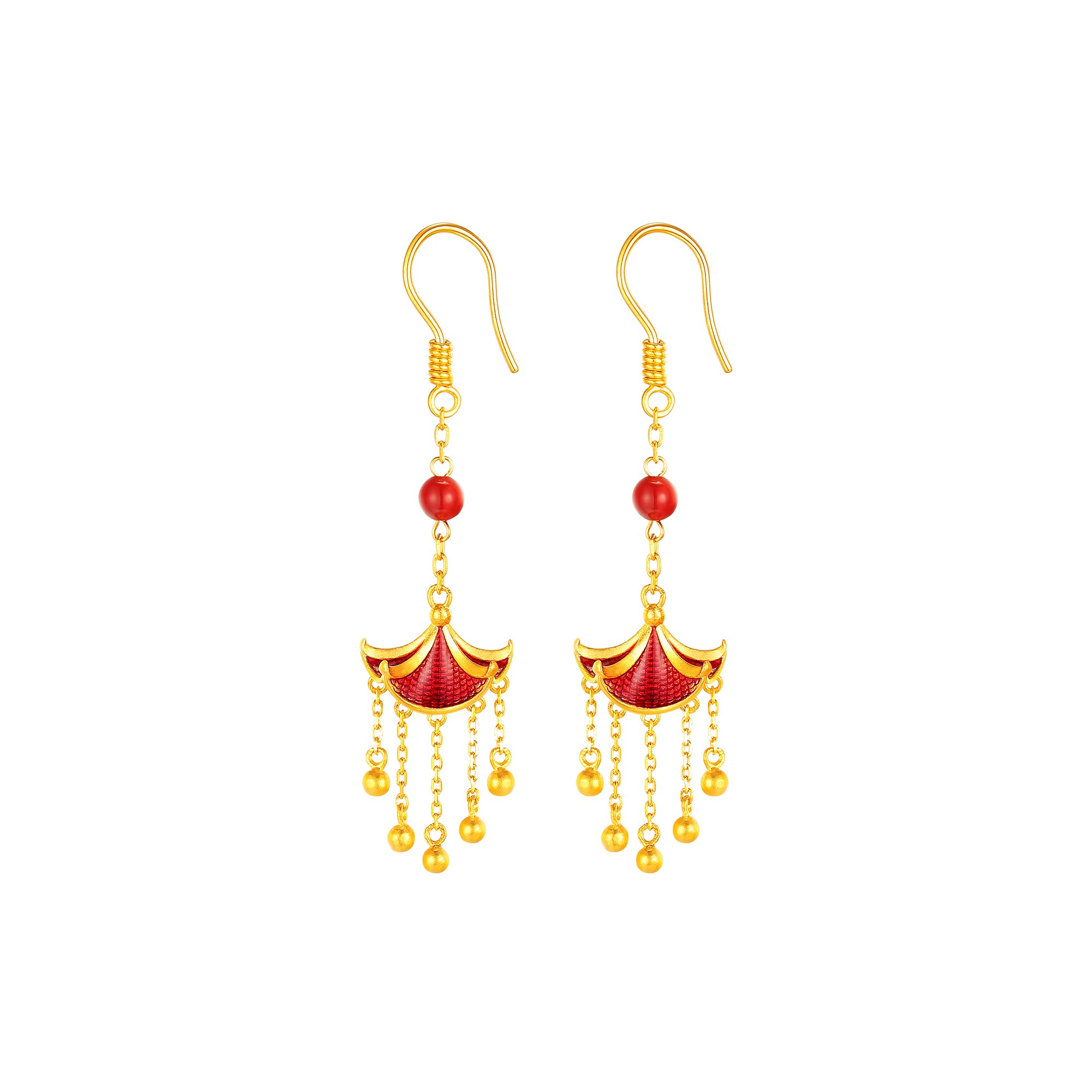 古法鎏彩国潮角亭耳饰