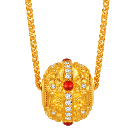 古法金钻石鎏彩杏花套链