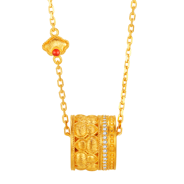 古法金钻石鎏彩丝绒金葫芦小蛮腰套链