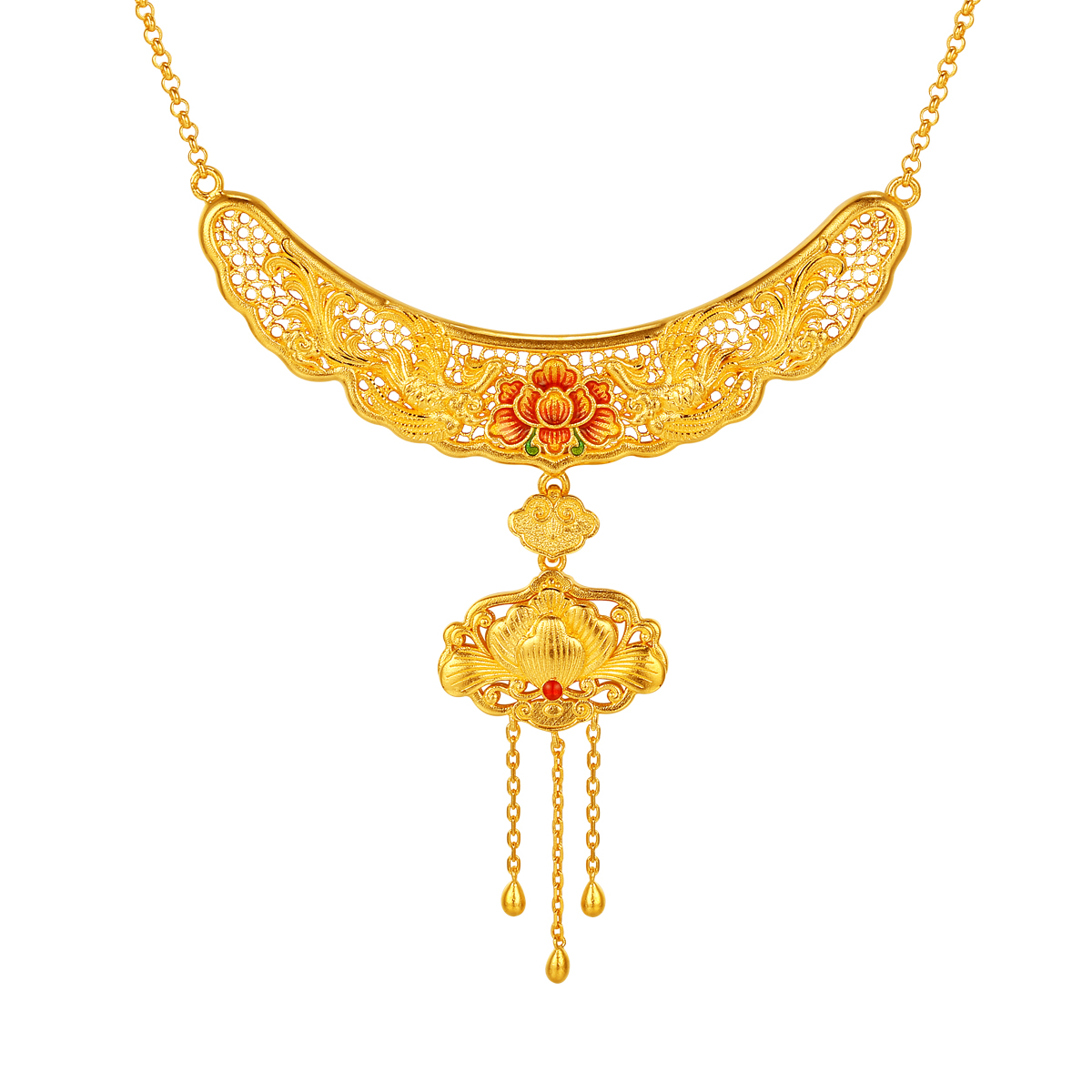 古法金凤求凰鎏彩套链