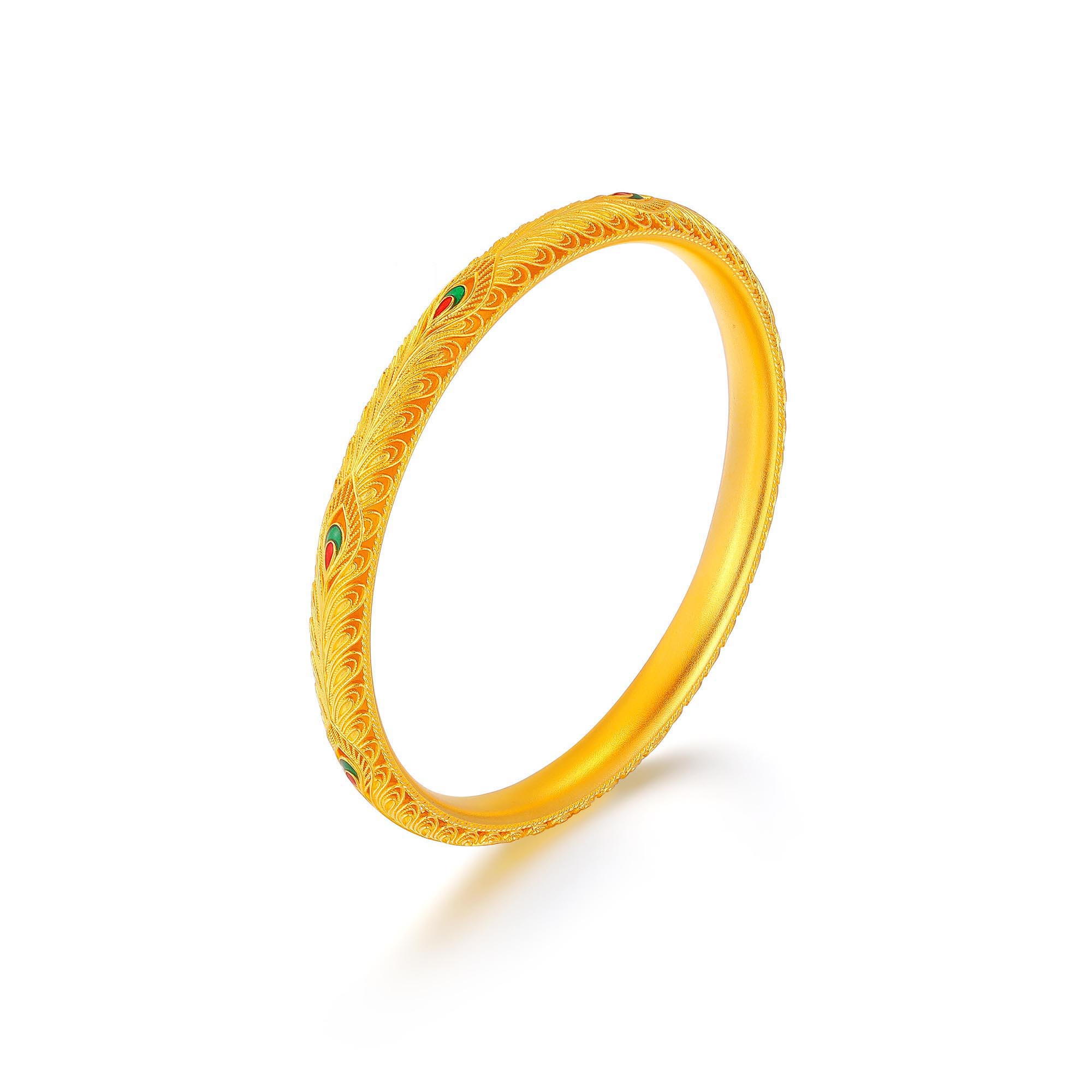 古法经典凤羽鎏彩固口手镯