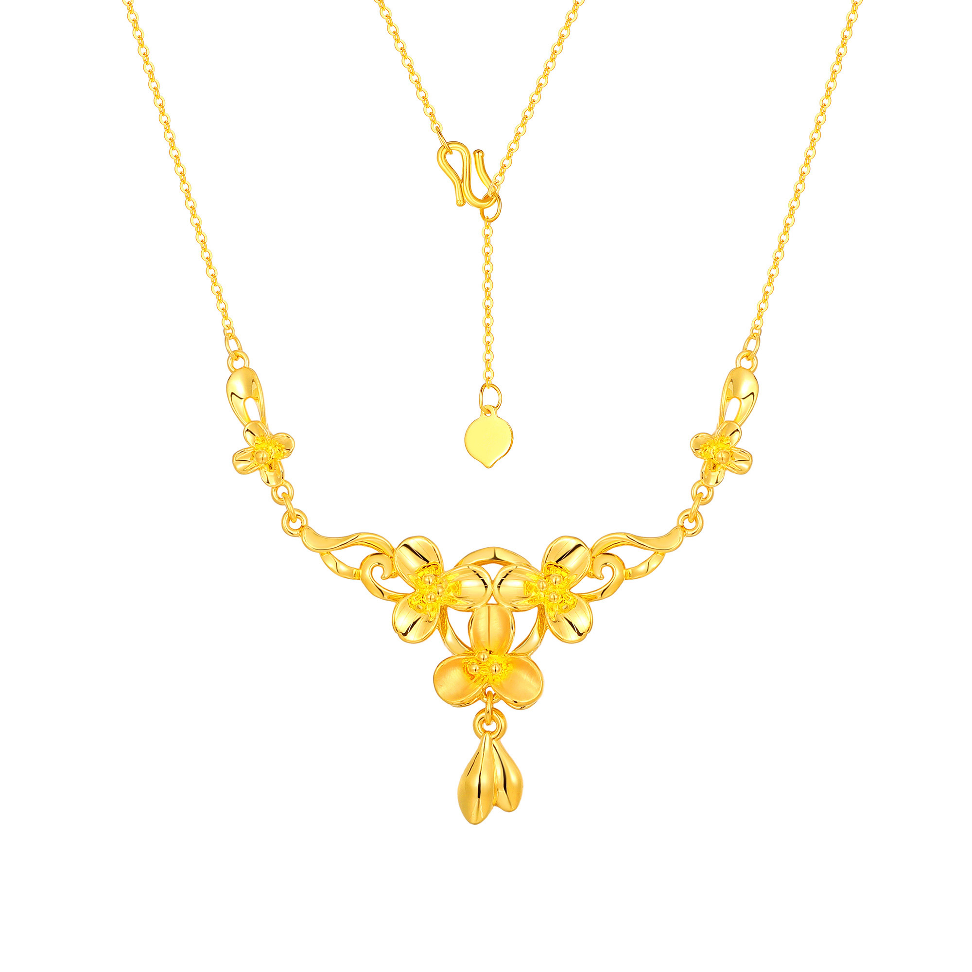 5D无氰硬金花卉卷草纹婚庆套链