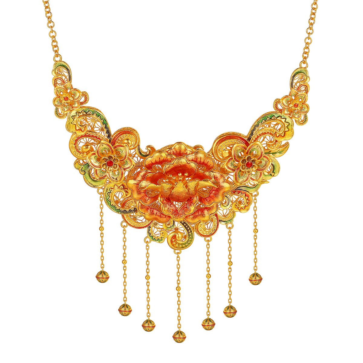 古法金幸福花嫁鎏彩套链