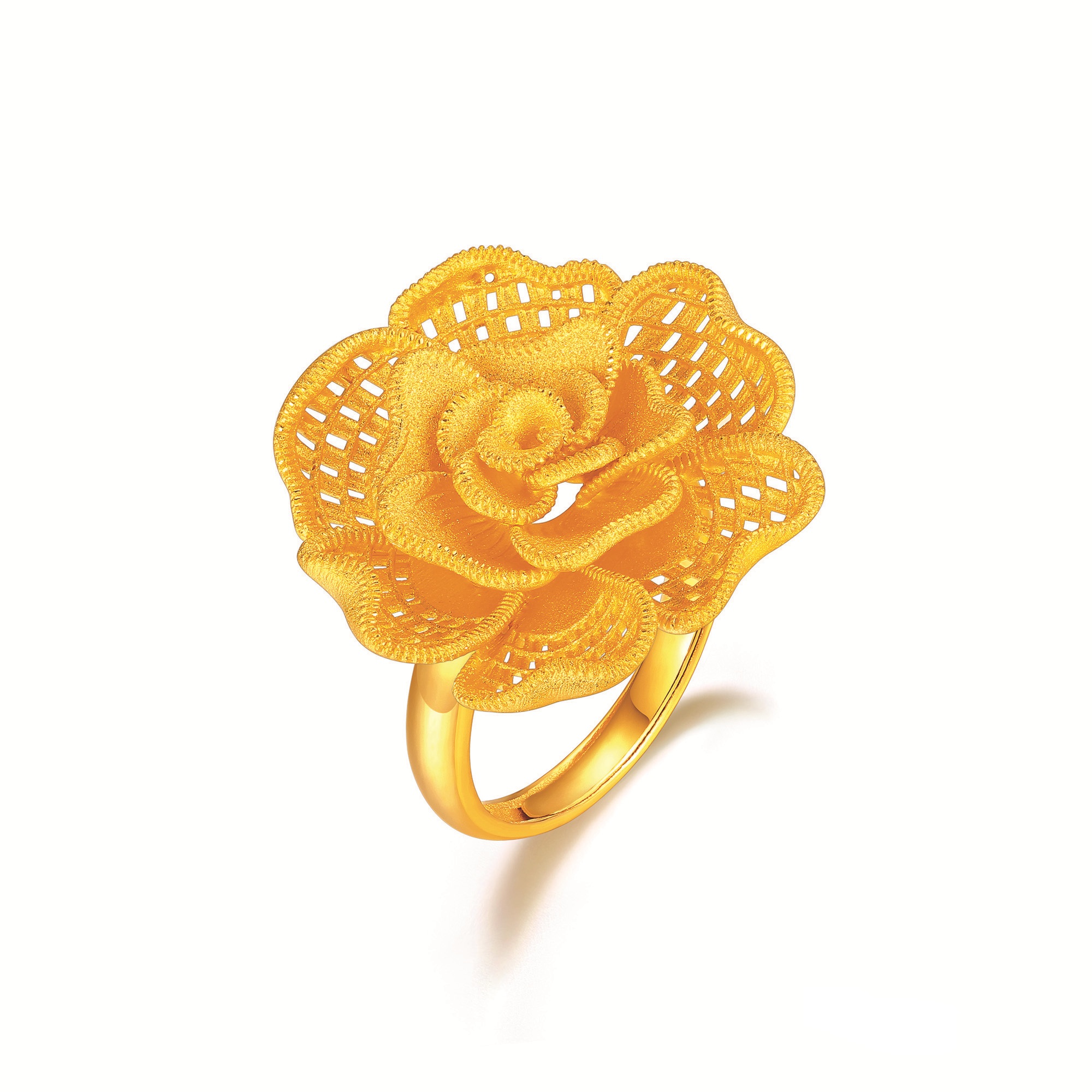 足金精品花头刺绣戒指