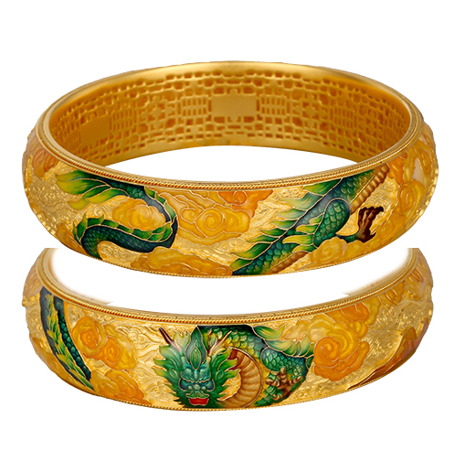 古法金鎏彩固口手镯