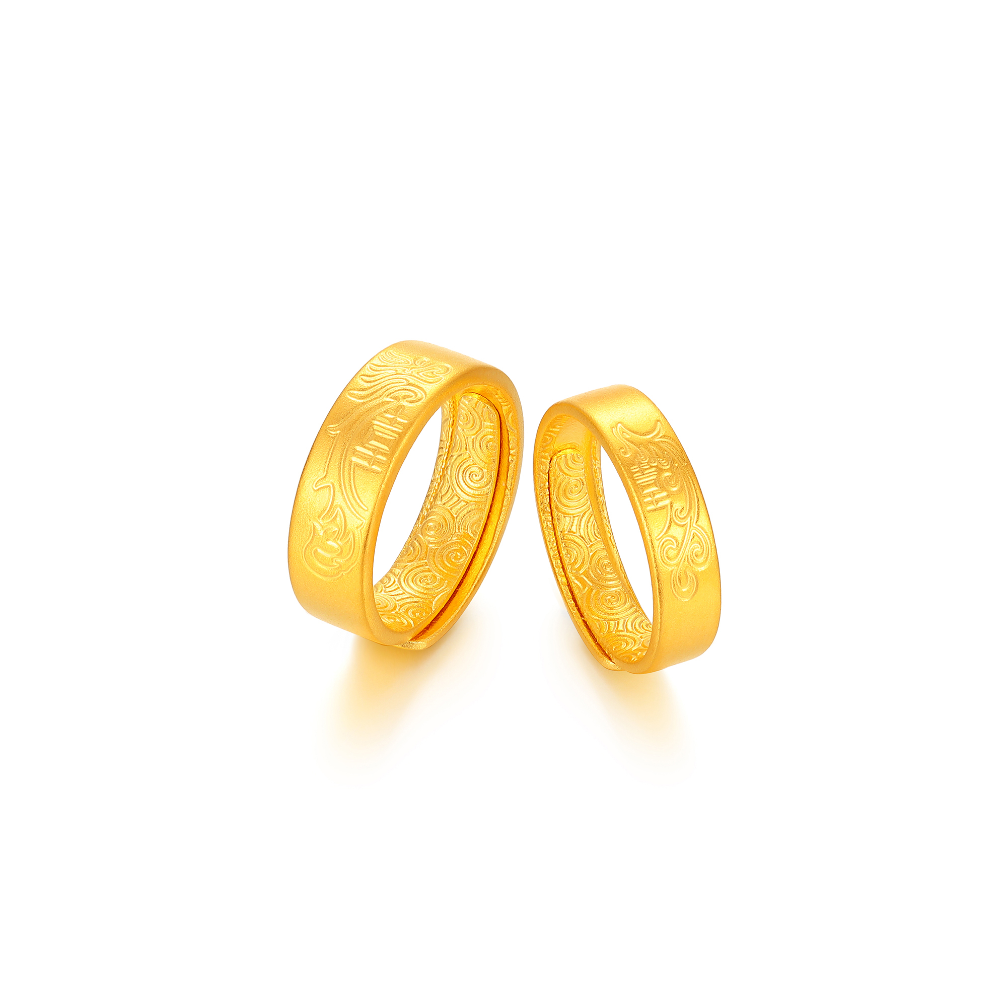 古法吉祥双喜龙凤活口情侣对戒（一对）