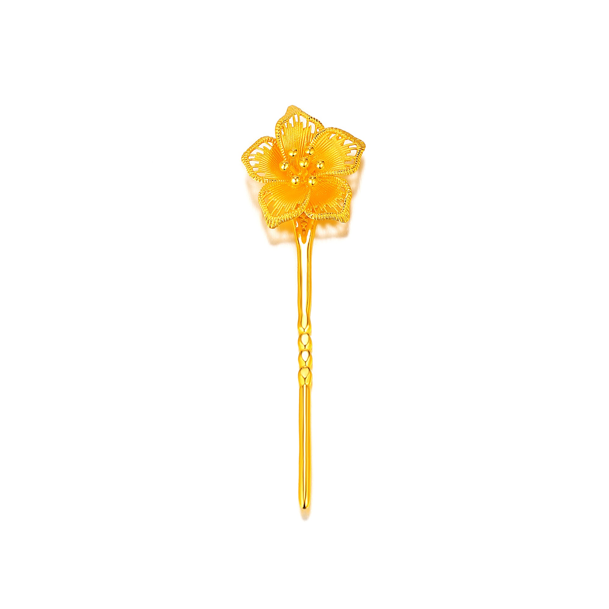 足金精品典雅花卉刺绣发簪