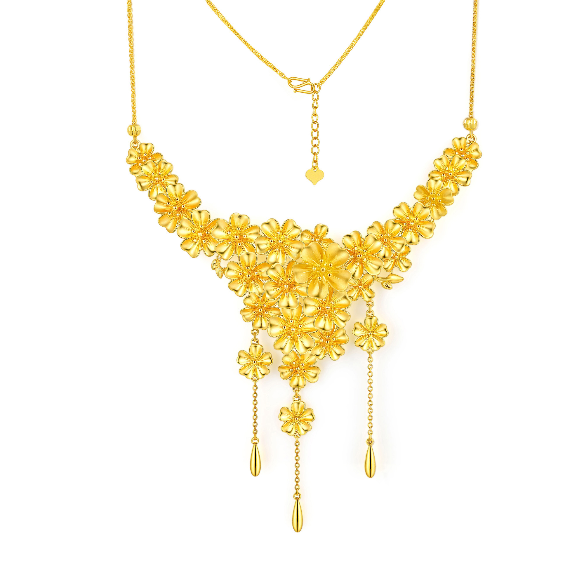 5D无氰硬金经典大气三生花繁花婚庆套链