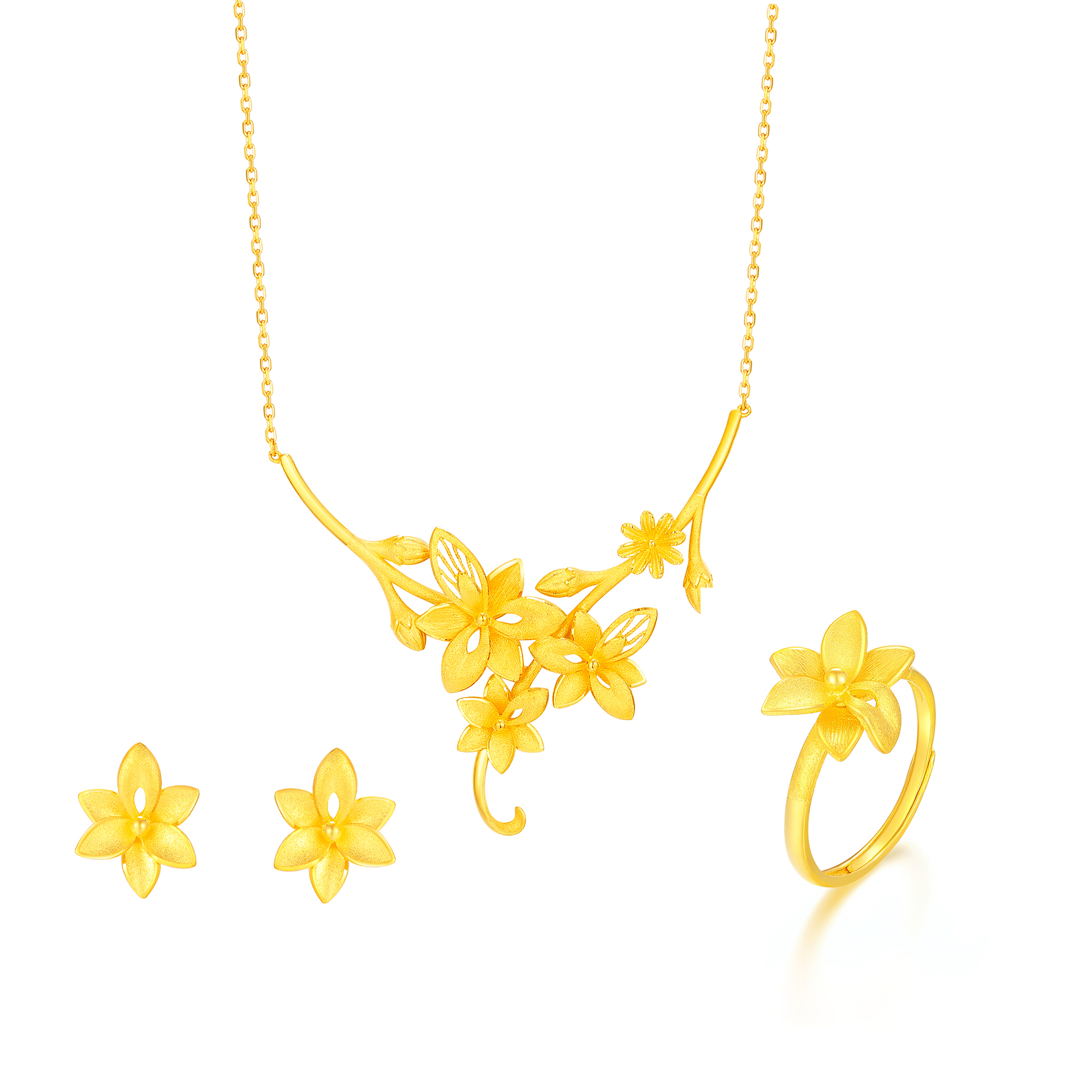 足金繁花似锦套装三件套