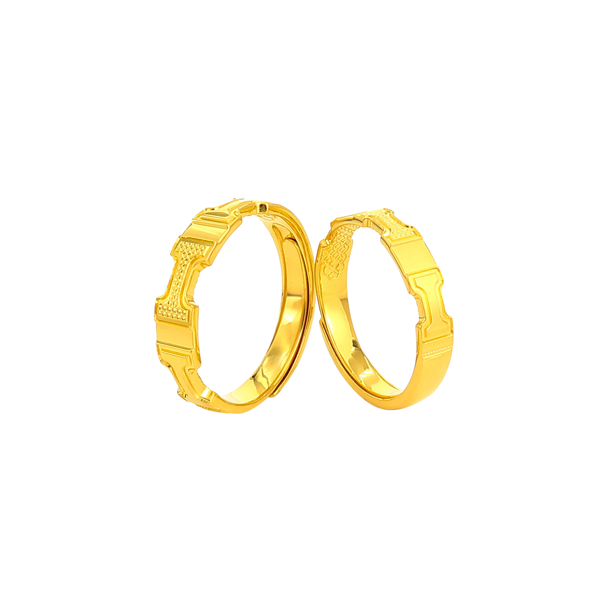 足金镜面金情侣对戒