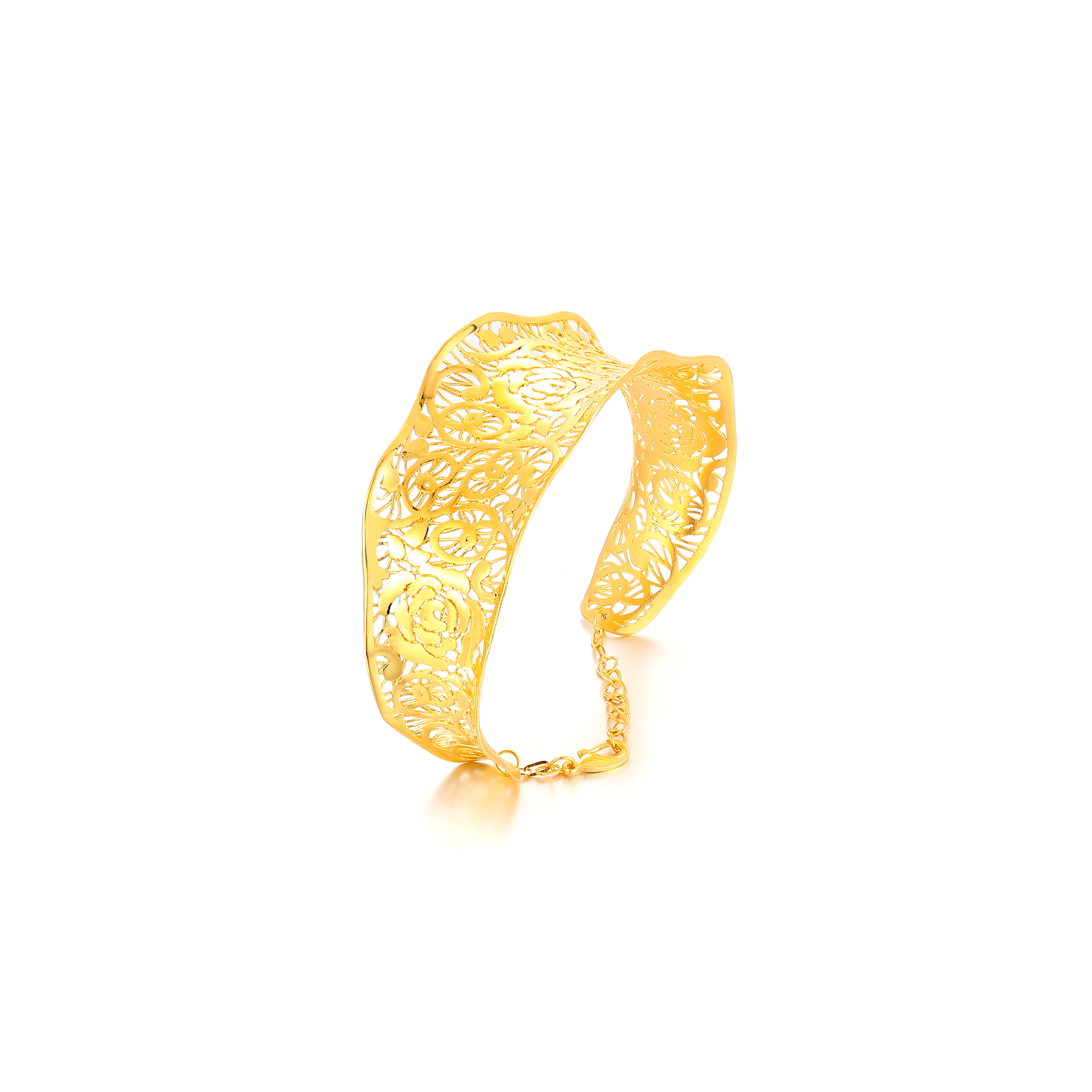 足金蔷薇花手镯