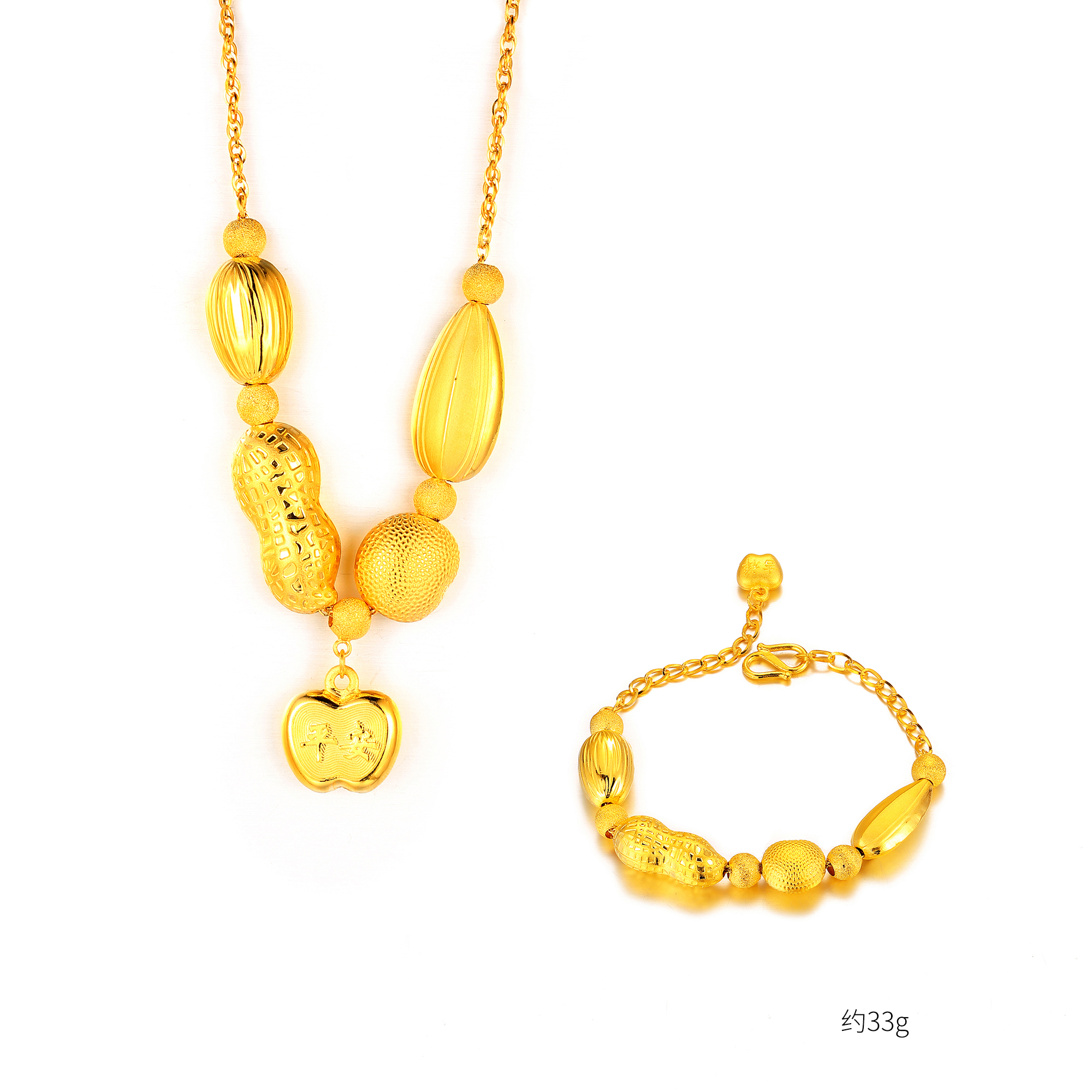 足金早生贵子婚庆套装两件套