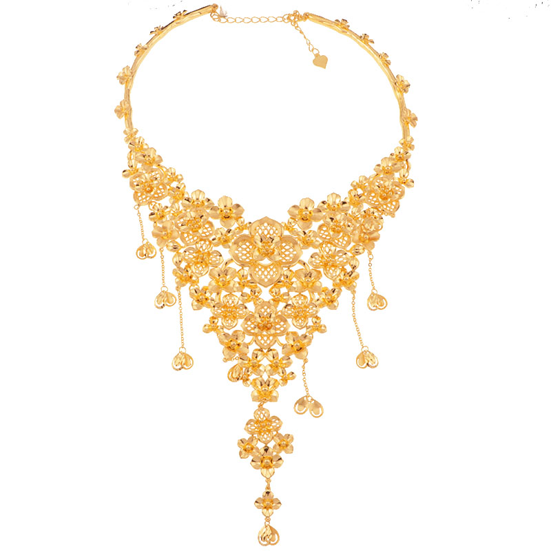 5D无氰硬金花卉繁花流苏水滴婚庆套链