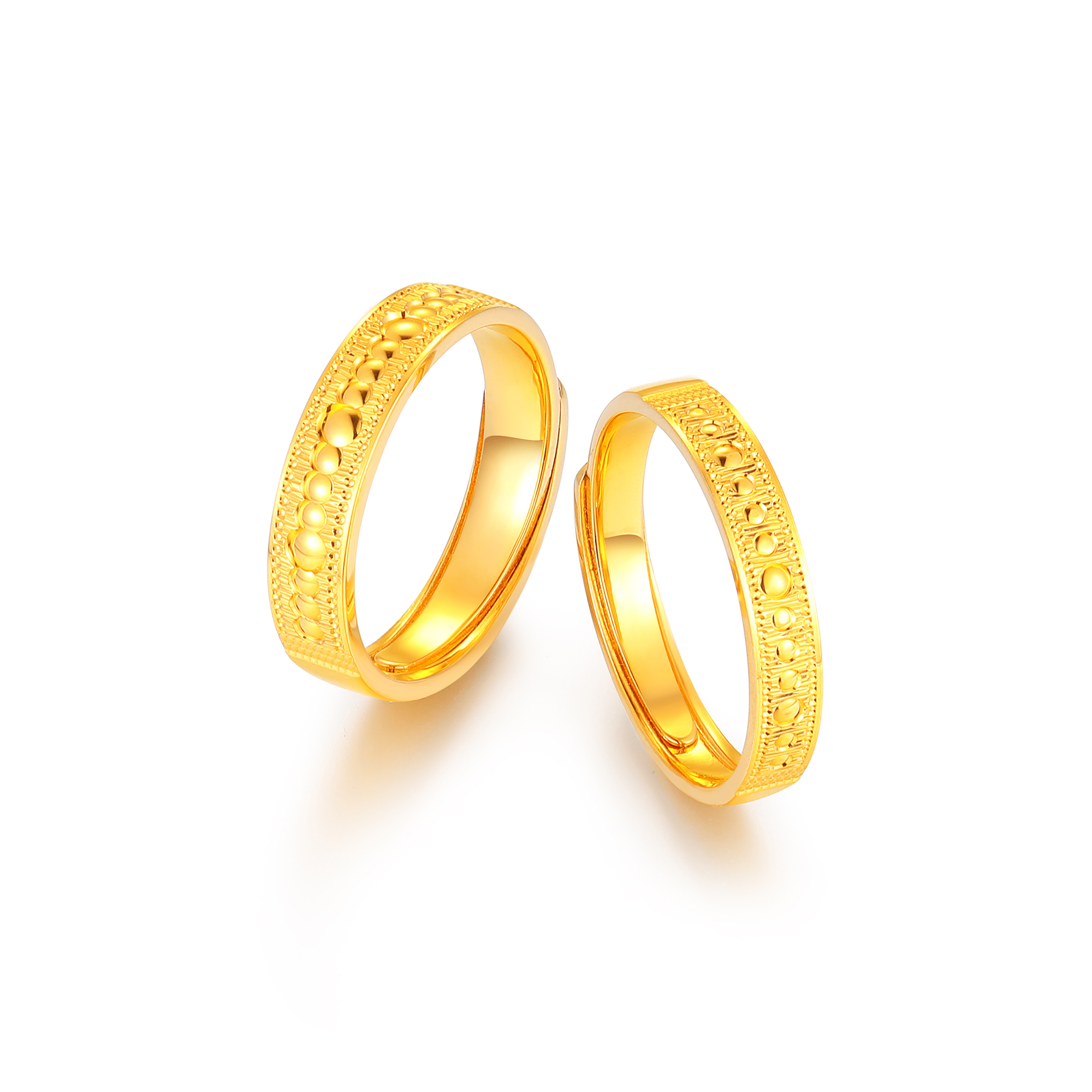 足金精品简约几何仿钻点时尚镜面情侣对戒（一对）