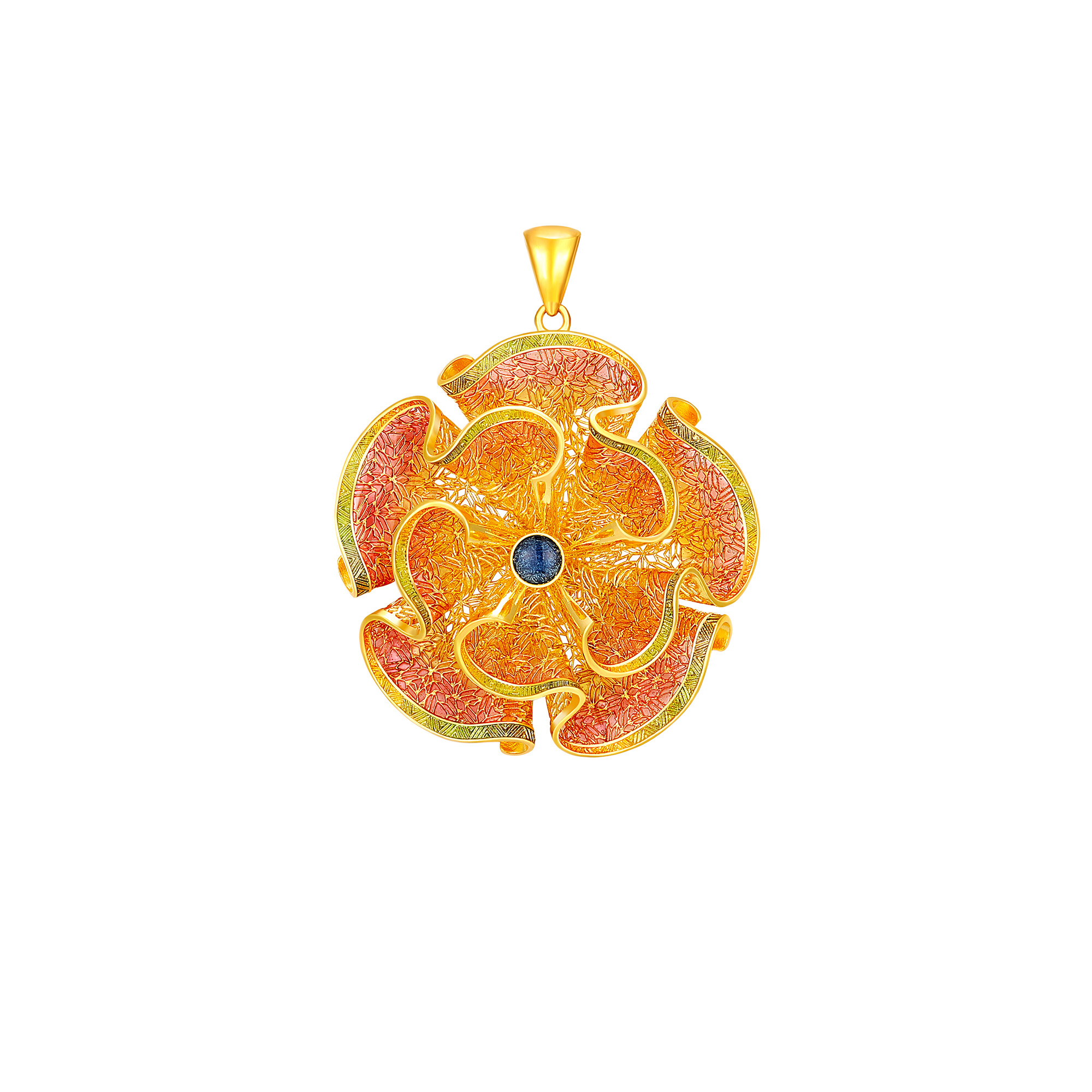 足金鎏彩喜尚轻纱挂坠/吊坠