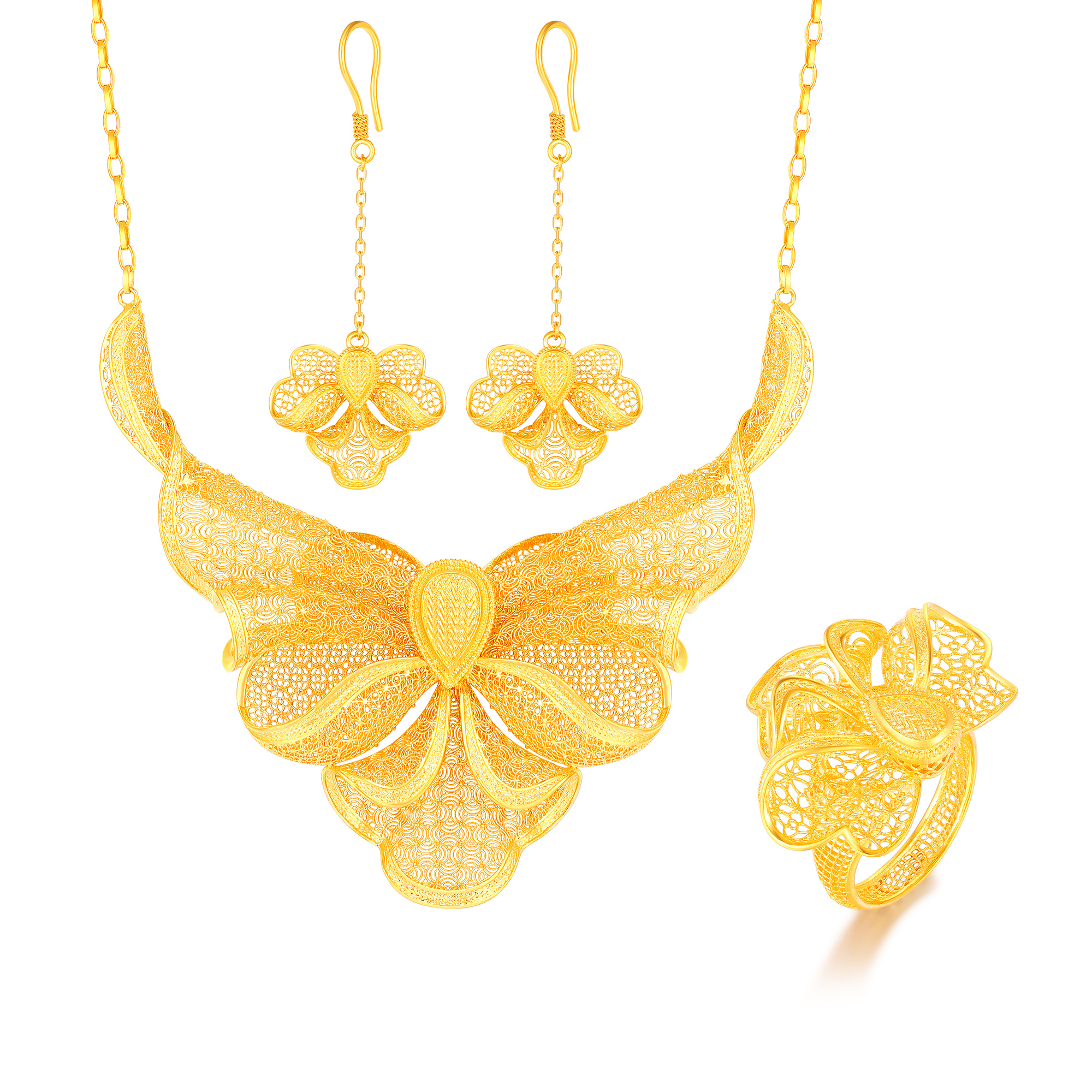 足金甜蜜蝴蝶结浪漫纱裙精品套装