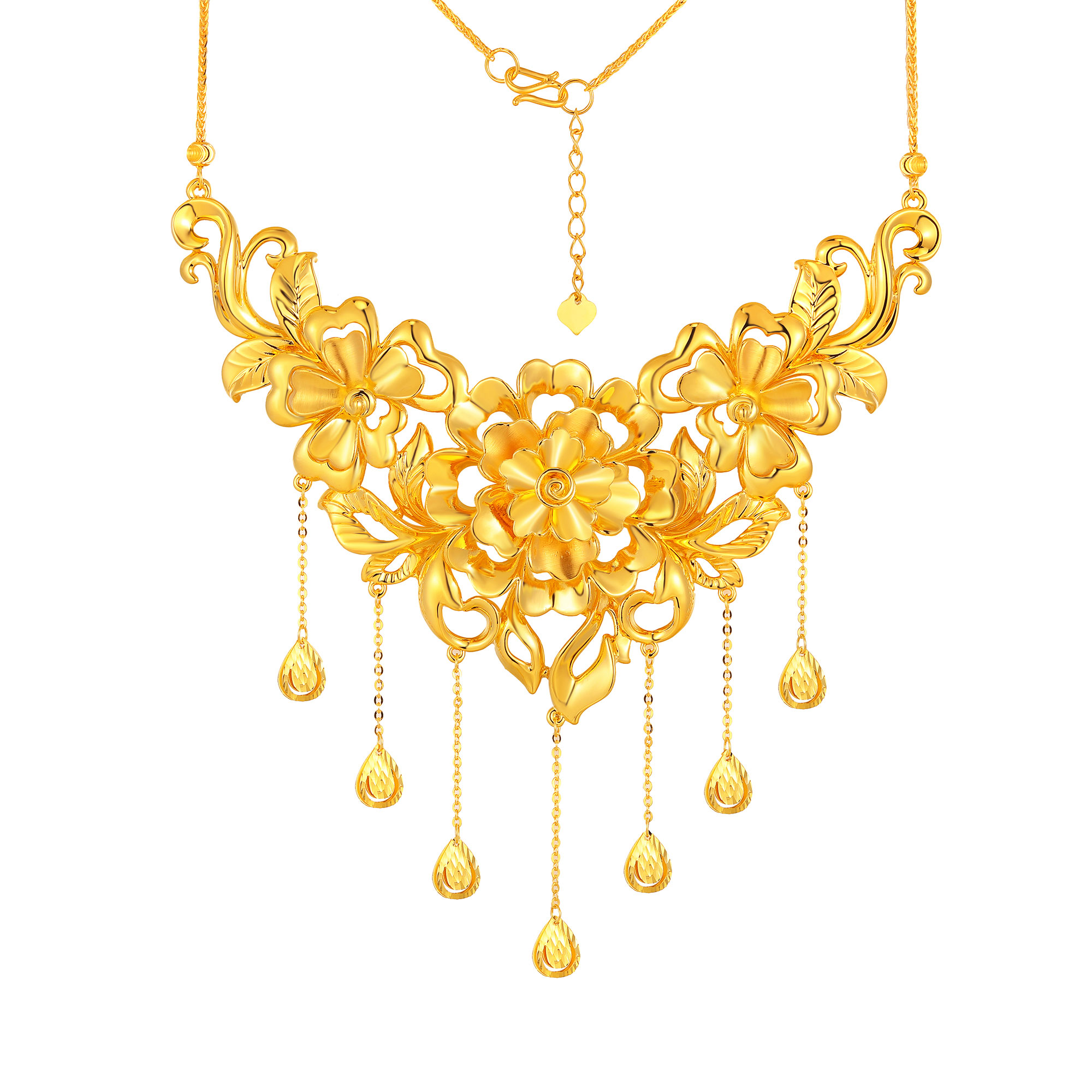 5D无氰硬金花卉蝴蝶水滴流苏婚庆套链