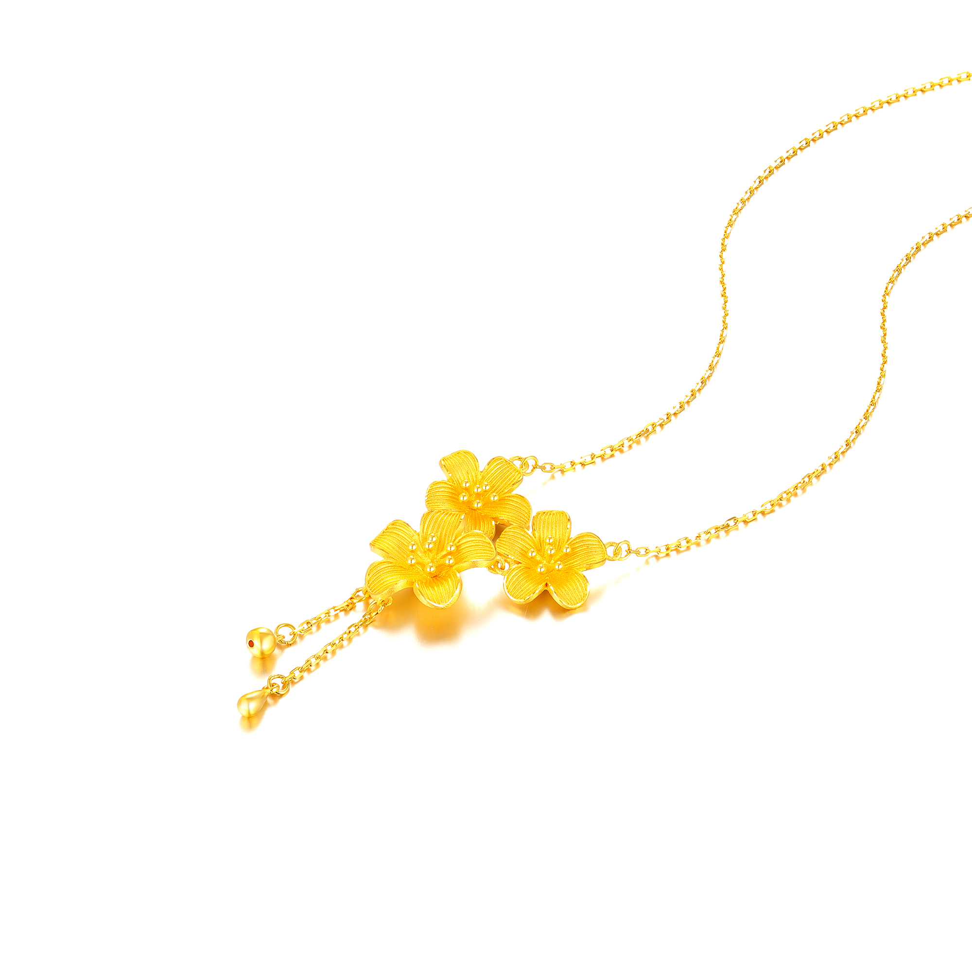 足金三花流苏套链