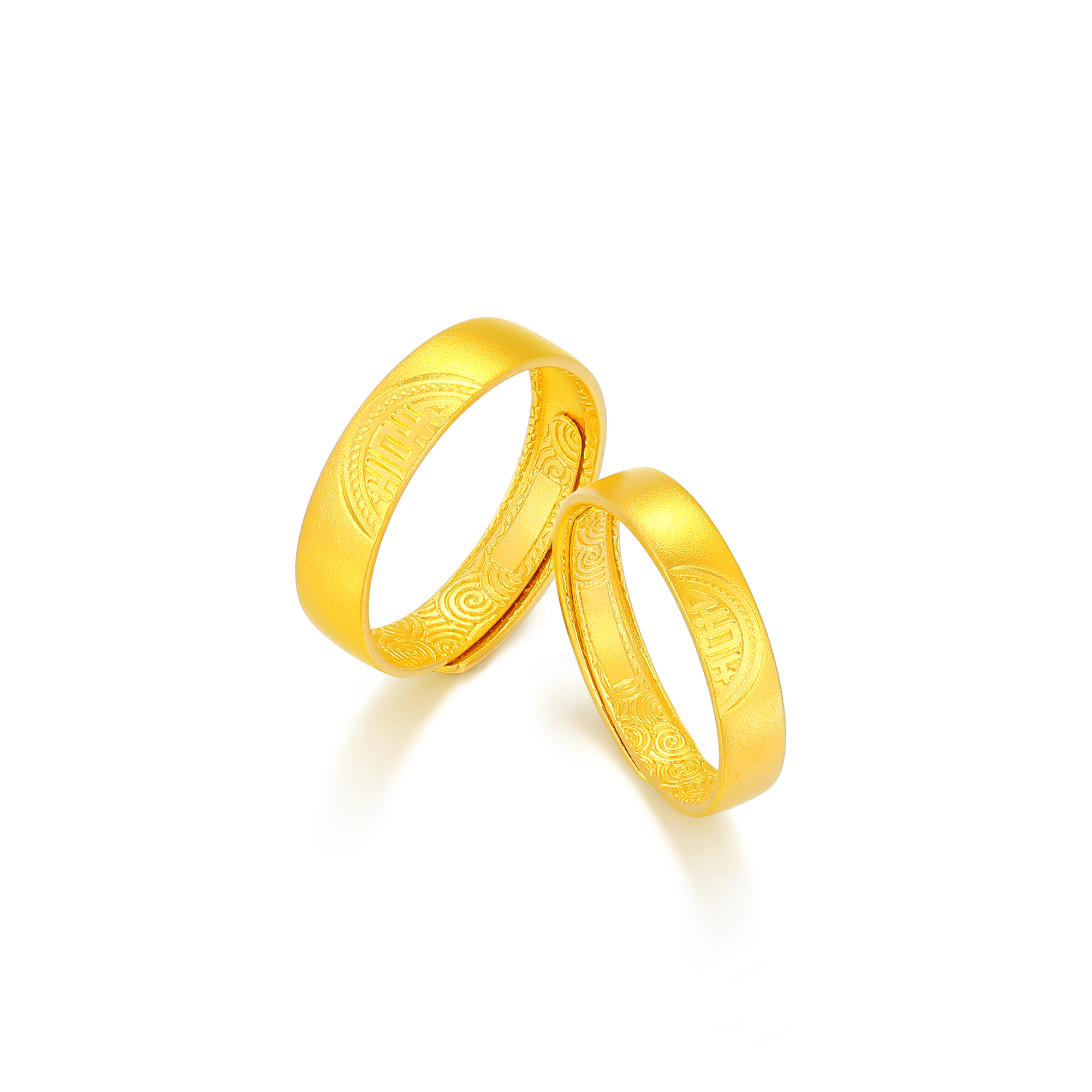 古法经典婚庆双喜情侣对戒活口戒（一对）