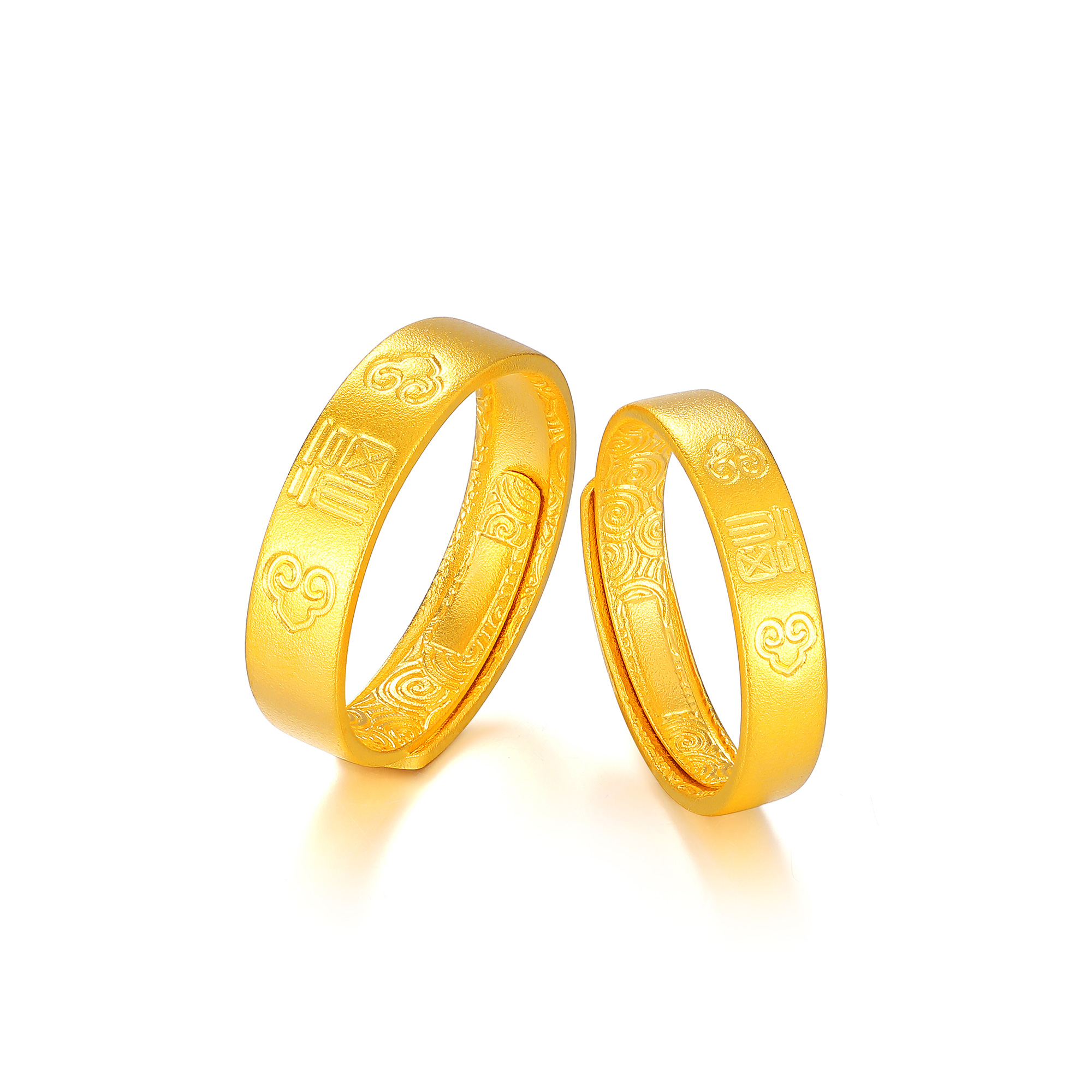 古法经典福字如意情侣对戒