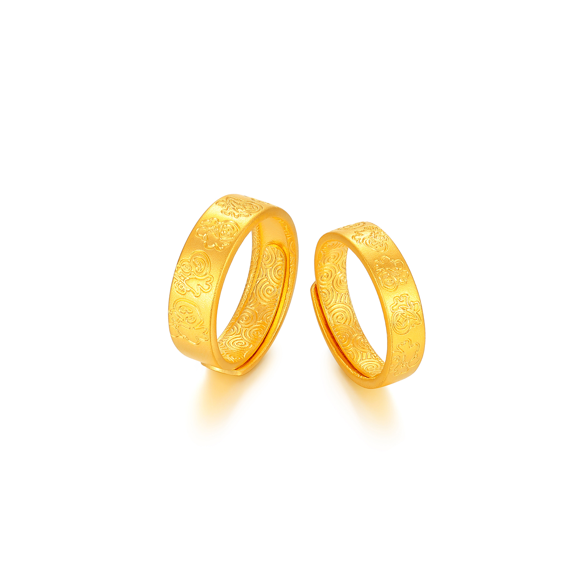 古法福佑平安福字活口情侣对戒