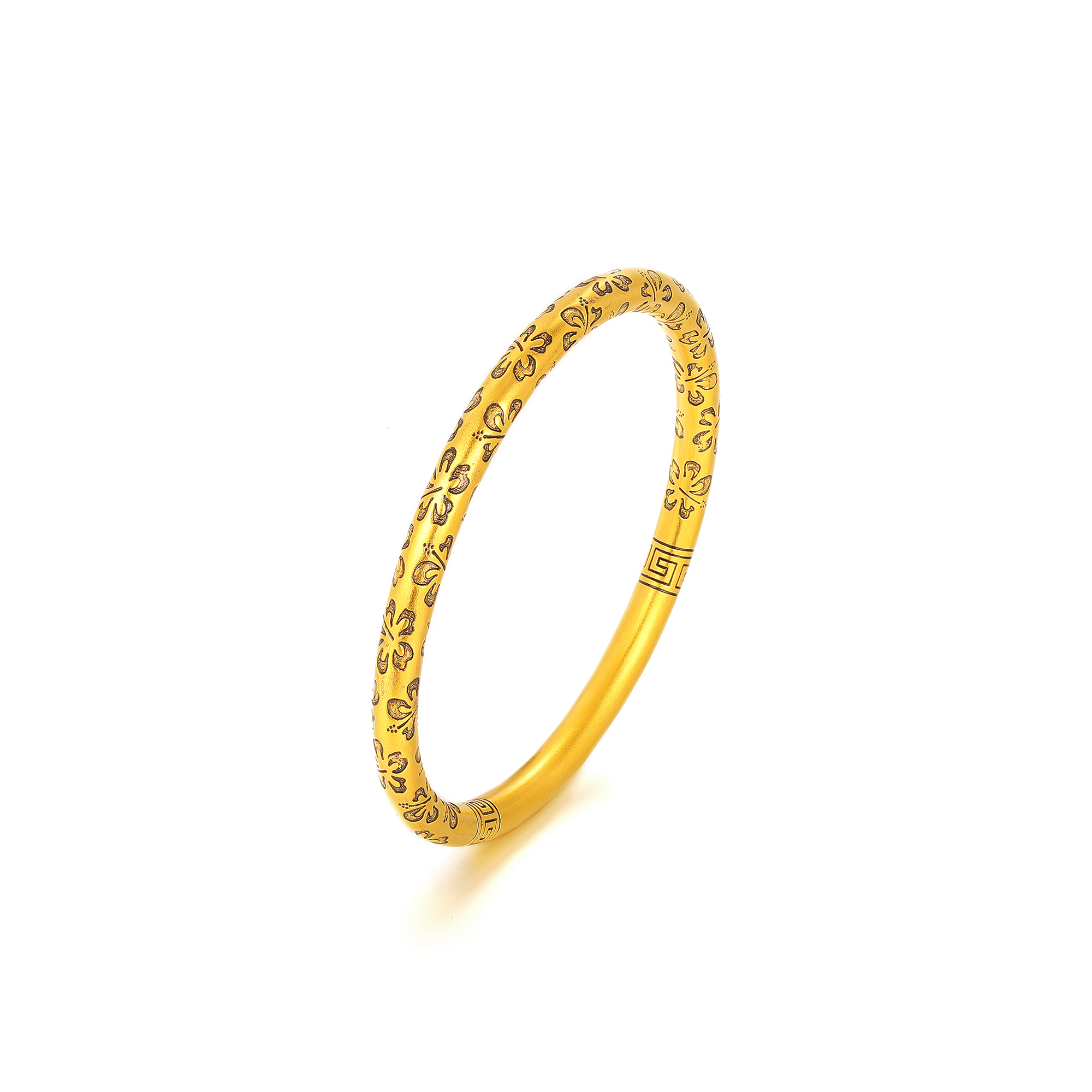 古法个性潮酷梅花纹电黑固口手镯