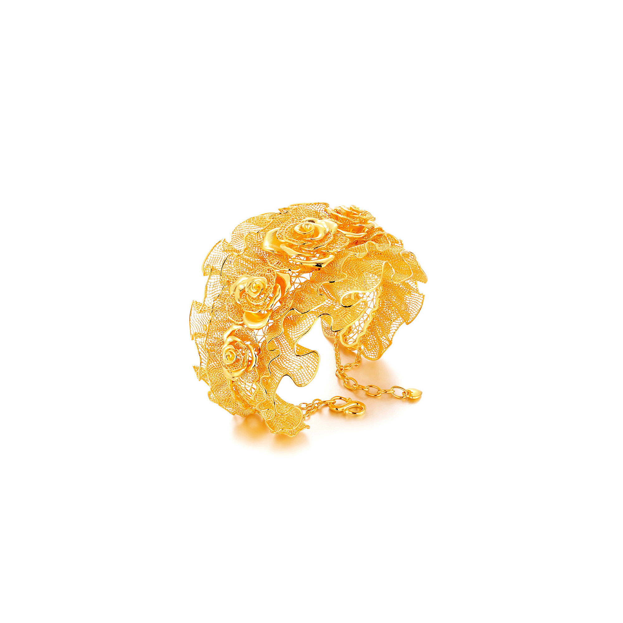 足金娇艳玫瑰手镯