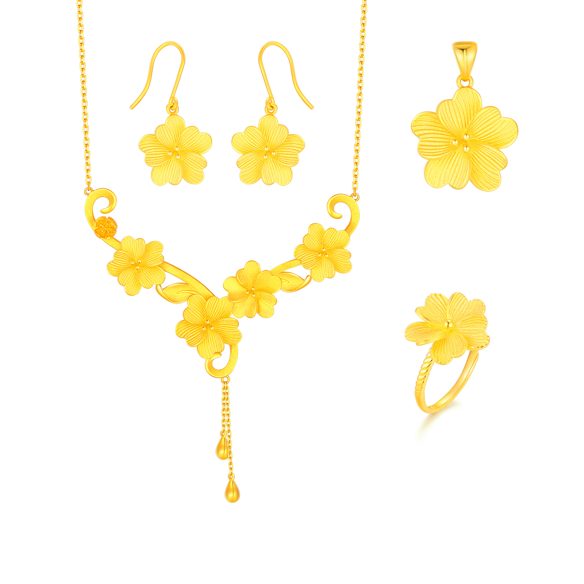 足金桃花套装四件套