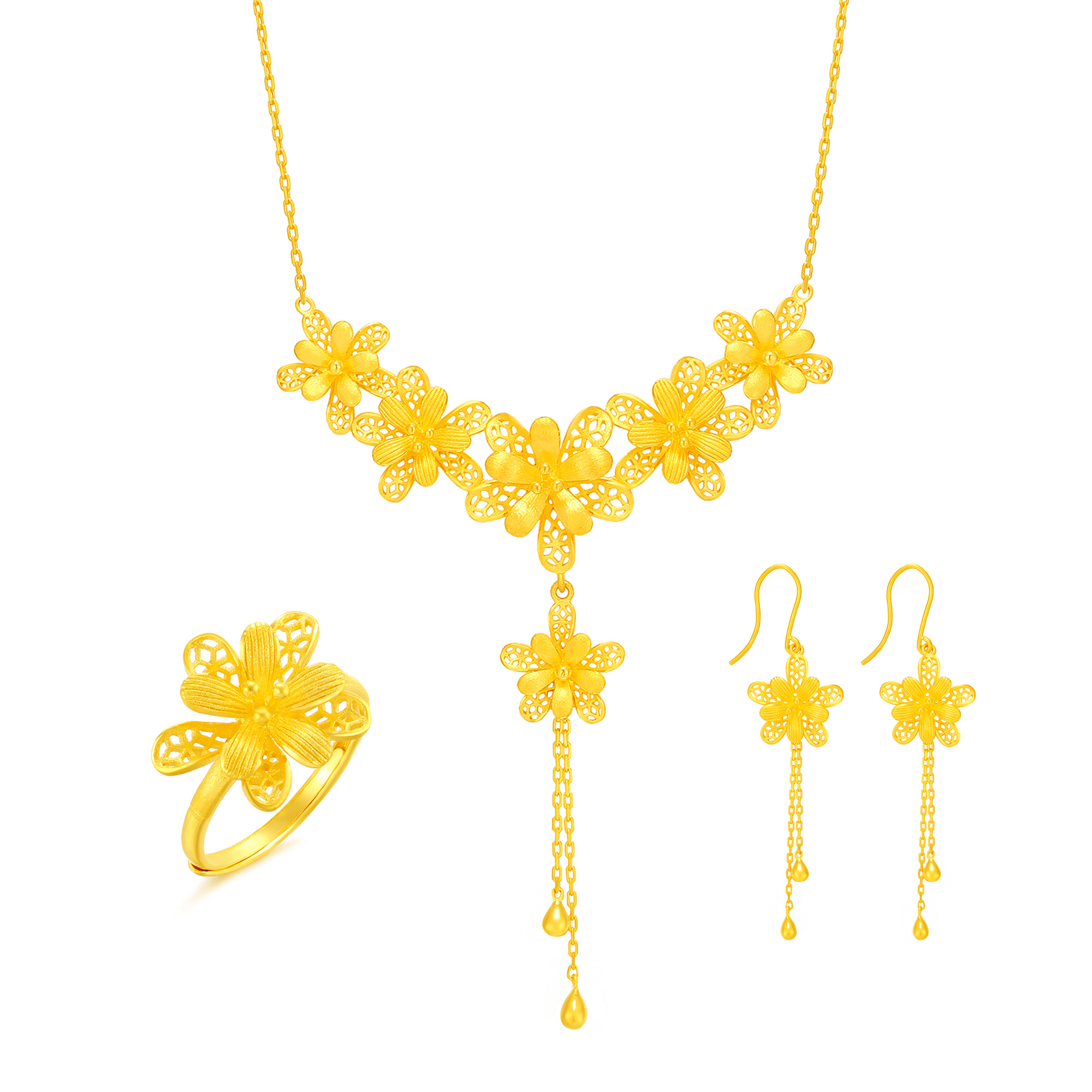 足金繁花似锦婚庆套装三件套