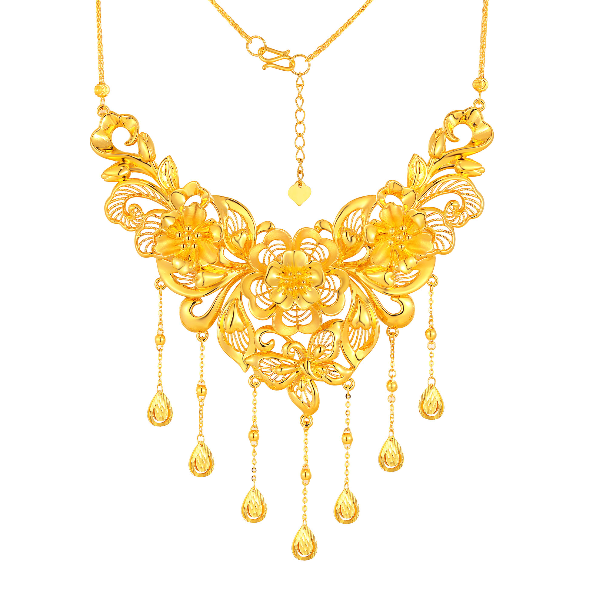 5D无氰硬金花卉蝴蝶花丝水滴流苏婚庆套链