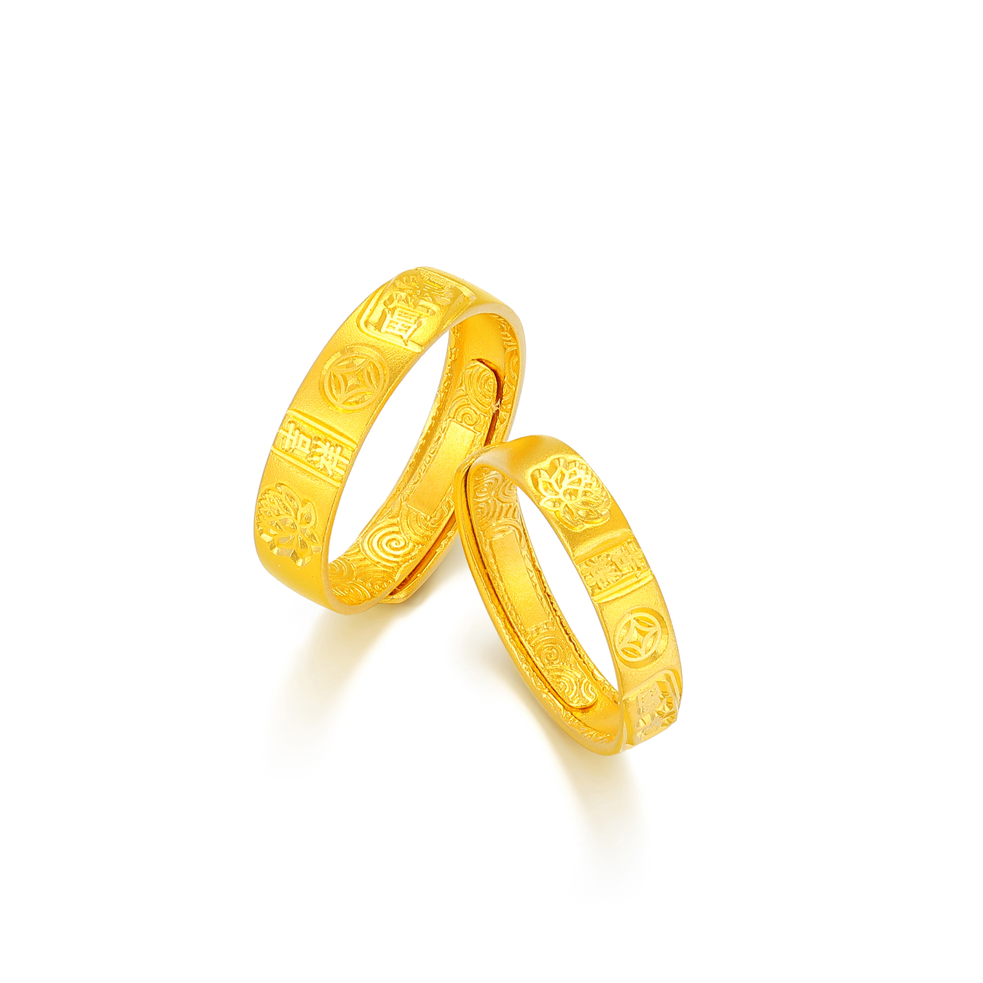 古法经典婚庆铜钱花卉吉言情侣对戒开口戒