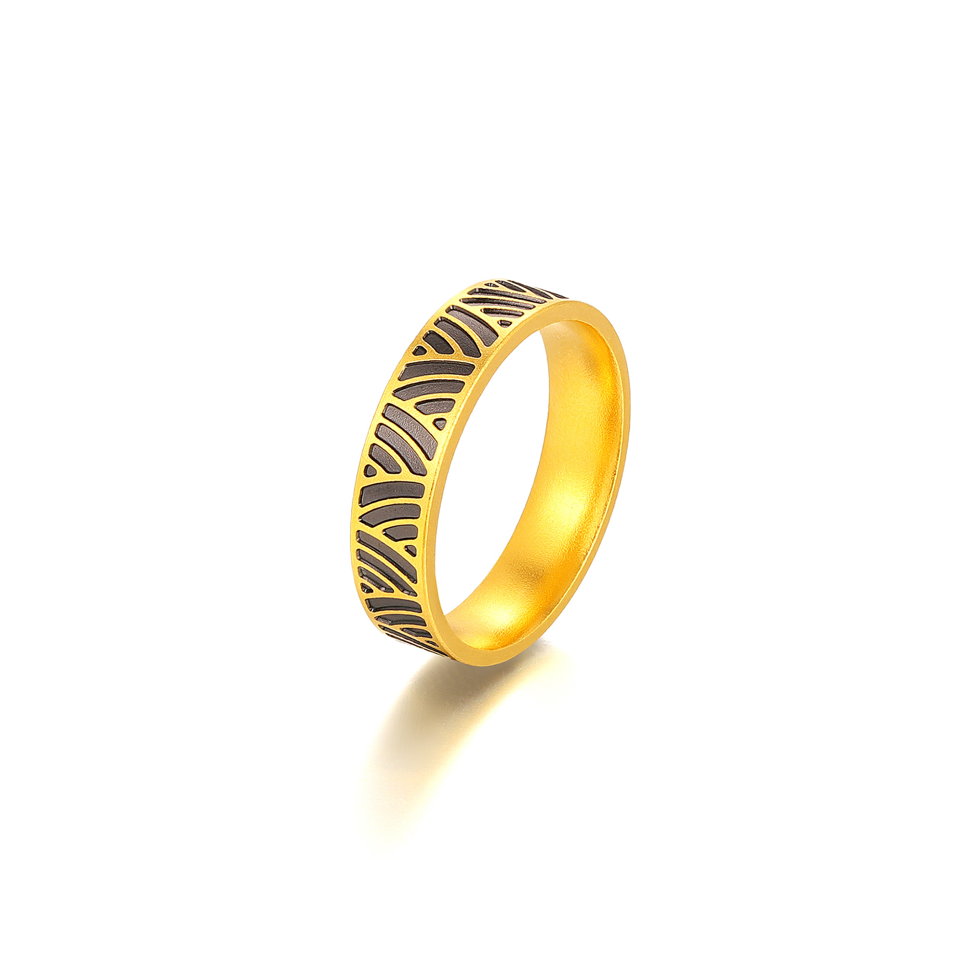 古法个性潮酷国潮水波纹电黑固口戒指