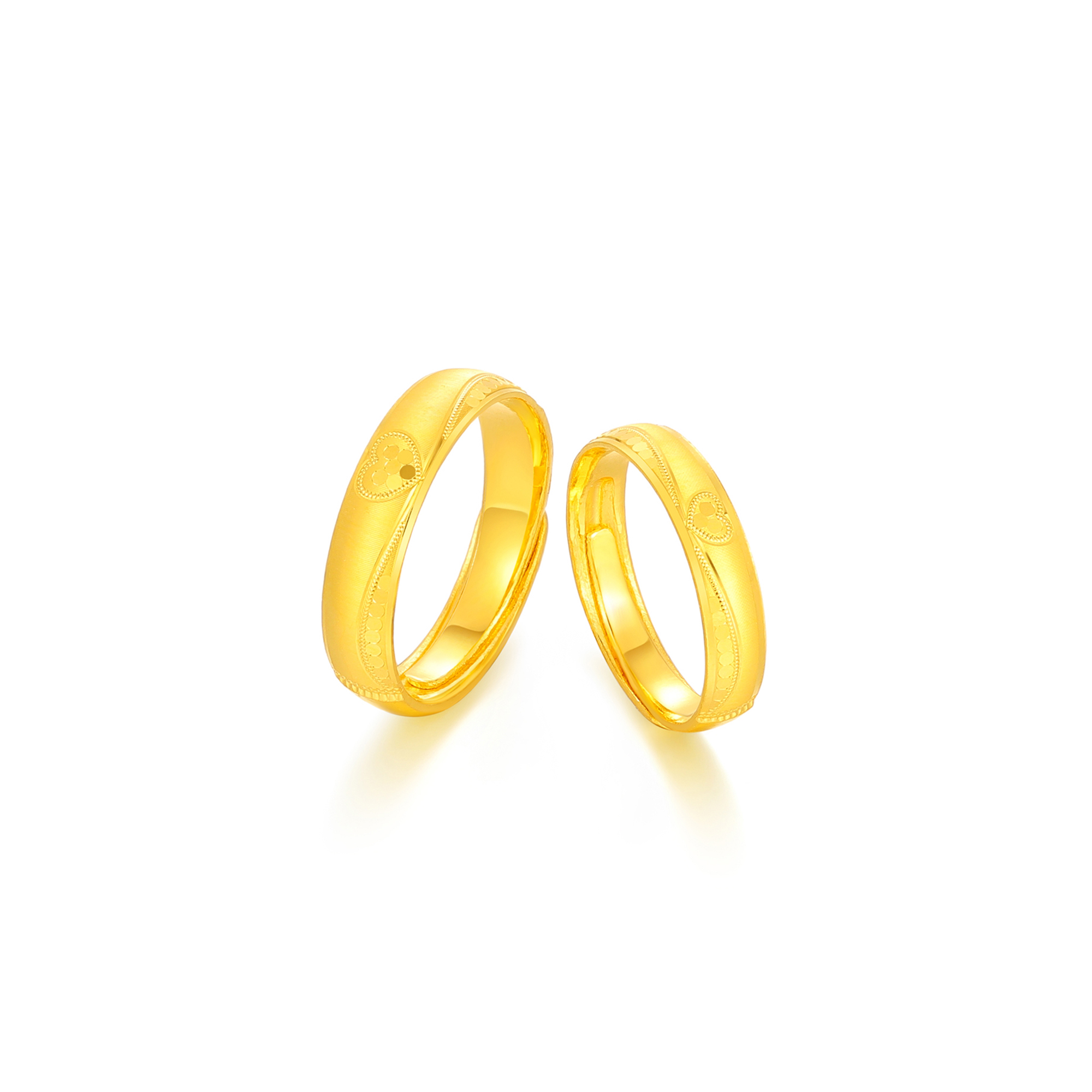 足金精品闪耀鳞纹浪漫甜蜜爱心情侣对戒