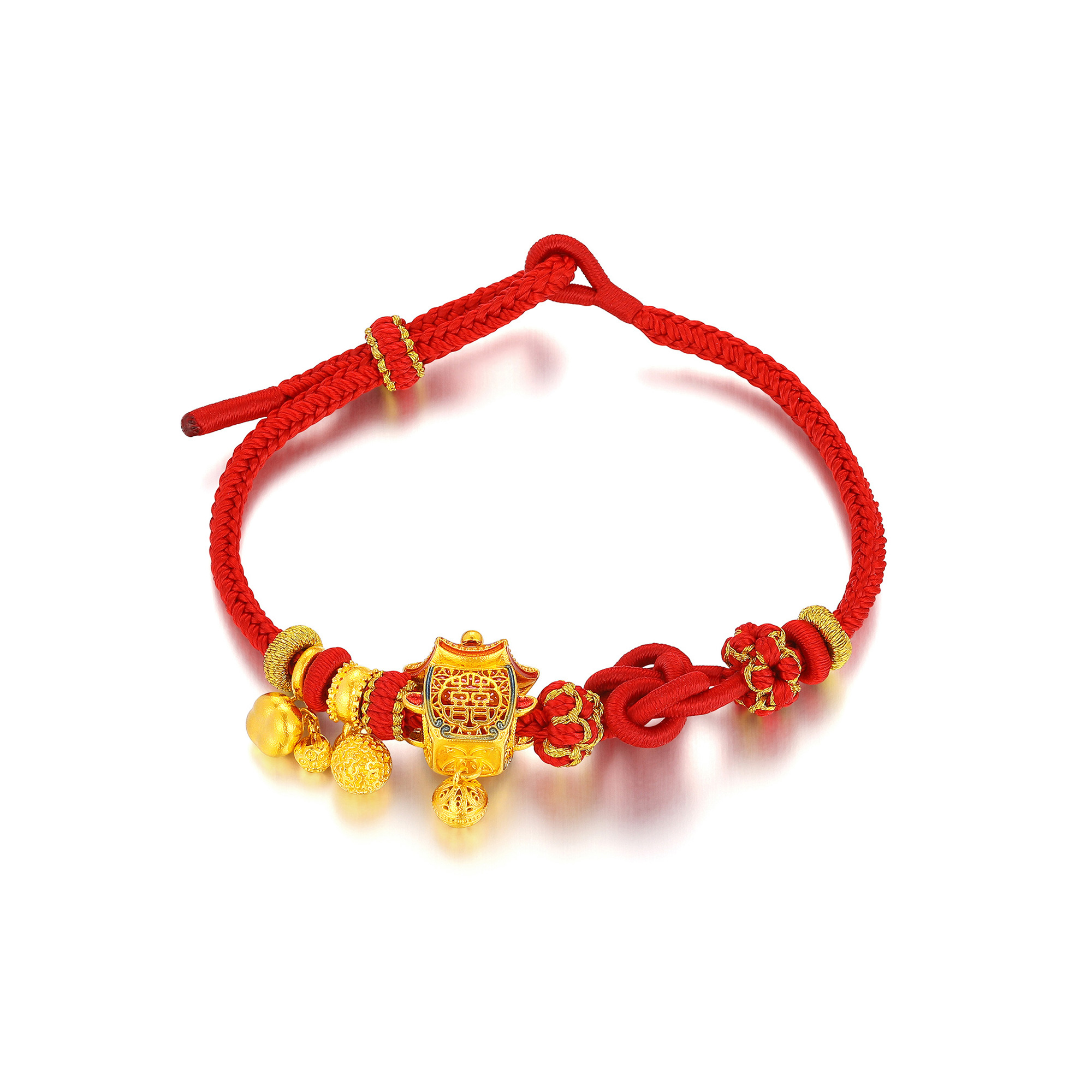古法婚庆花轿双喜柿子鎏彩手绳转运珠
