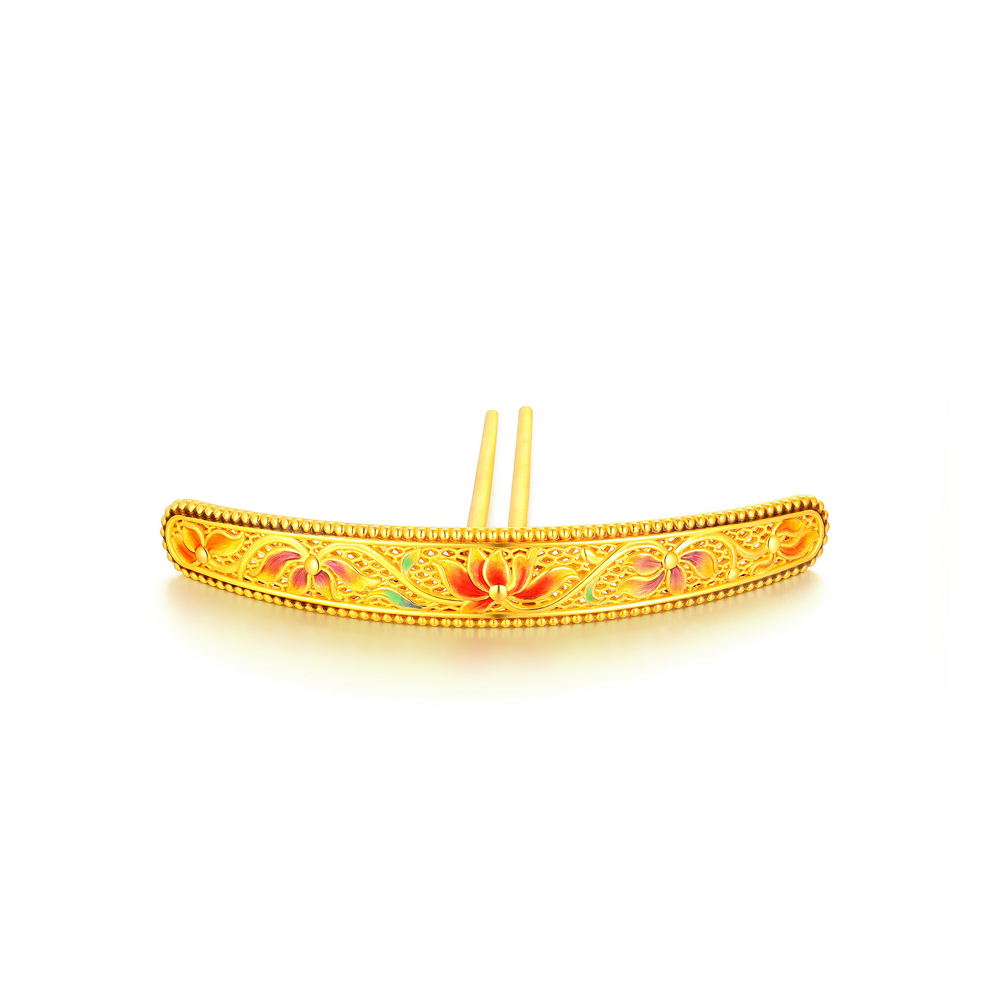 无氰硬金典雅莲花发钗