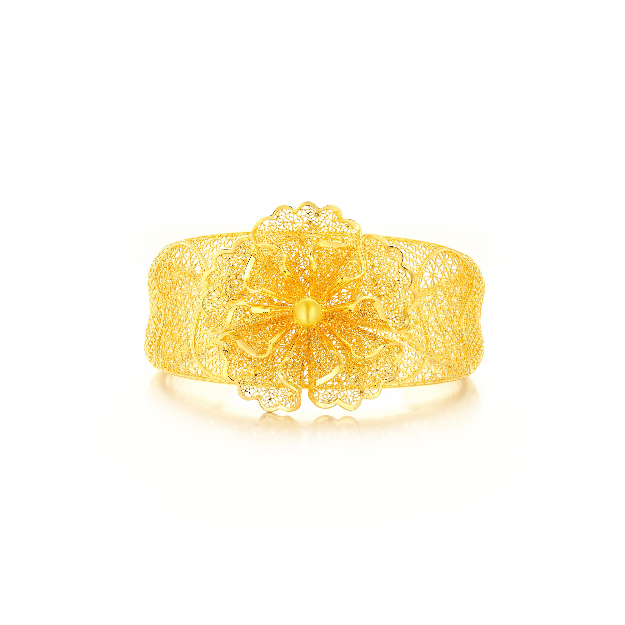 足金喜尚轻纱花镯