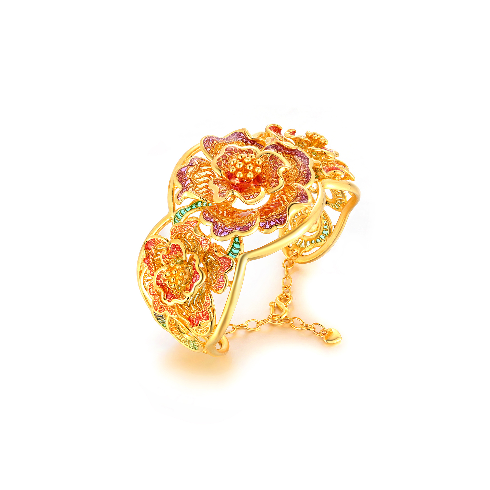 无氰硬金芙蓉花手镯