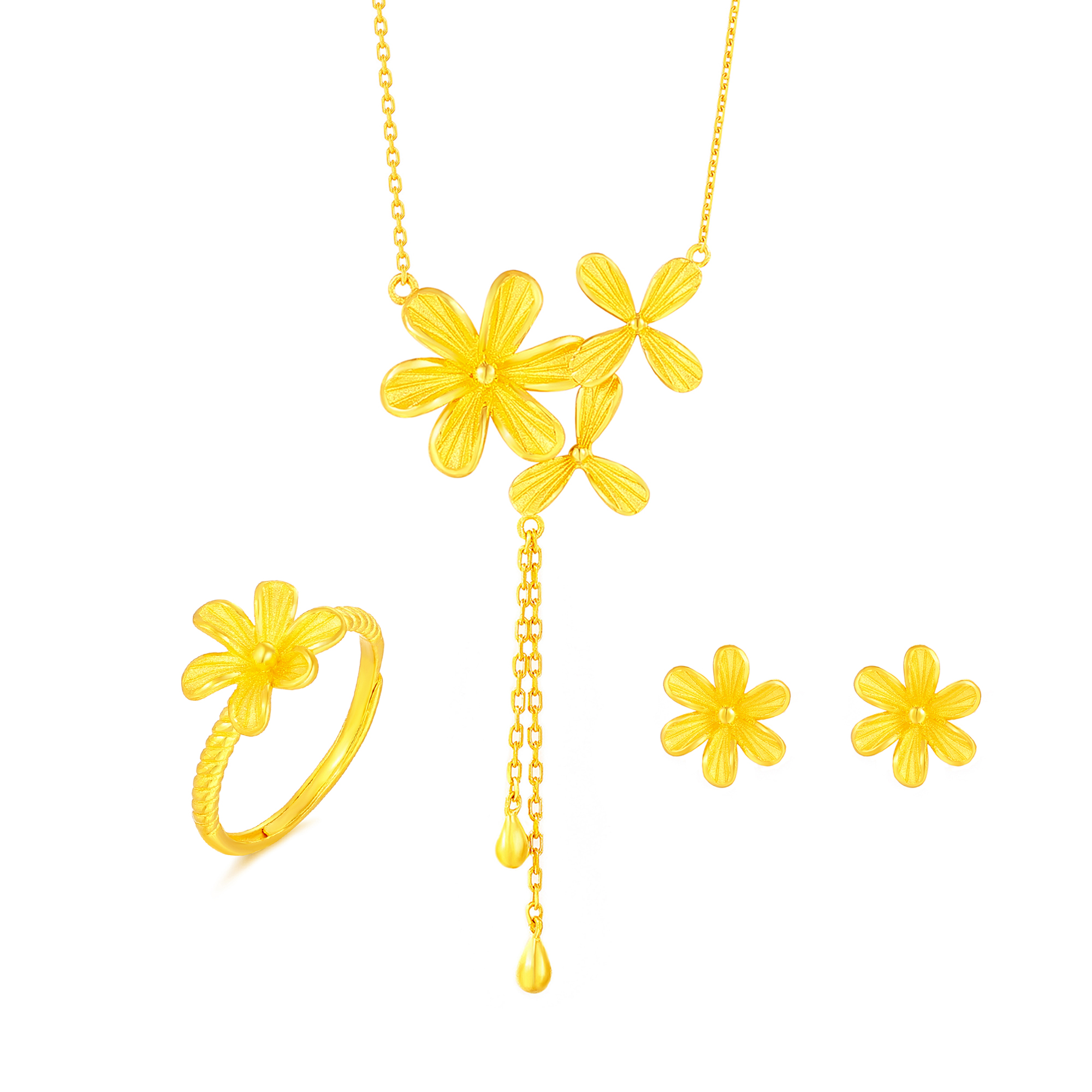 足金小雏菊套装三件套